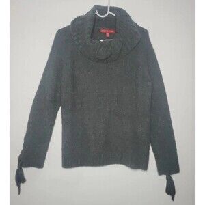 Saks Fifth Ave Gray Cowl Neck Pullover Sweater Tie Accent Sleeve Size Medium